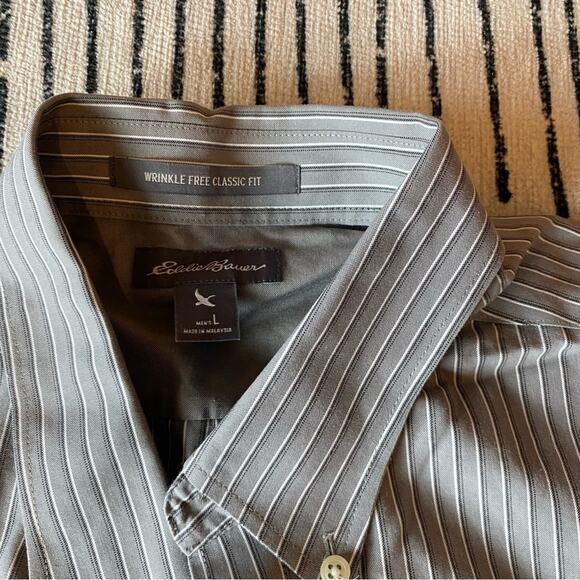 Eddie Bauer Blue and Gray Men's Collared Dress Shirts Large - Picture 4 of 4
